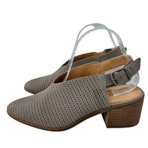 LUCKY BRAND Lideton Taupe Leather Heeled Slingback Shoes 9M